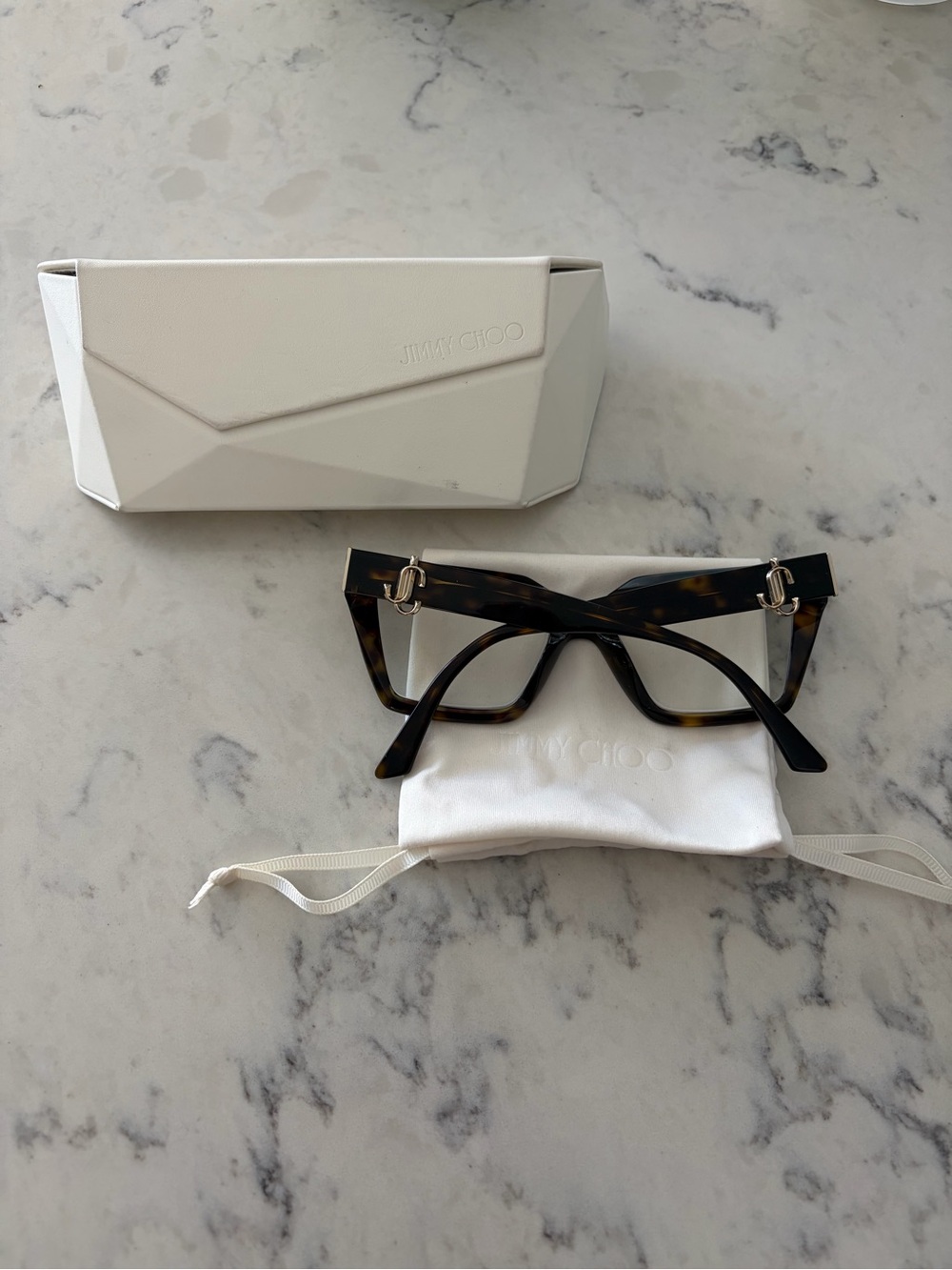 Jimmy Choo Women's Tortoiseshell Cat-Eye Glasses with Gold Accents